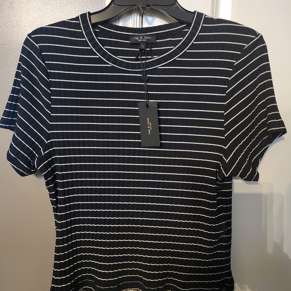 Rag & Bone Black Striped Women's Top
